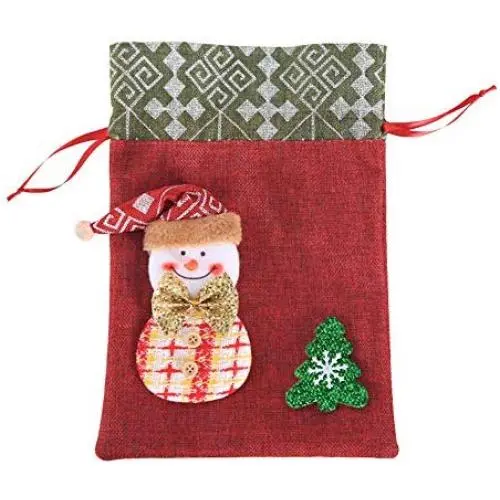 Linen Weihnachtspolster Beutel Süßigkeiten Bonbons Geschenke Beutel für Weihnachten Kinderbedarf Schneemann