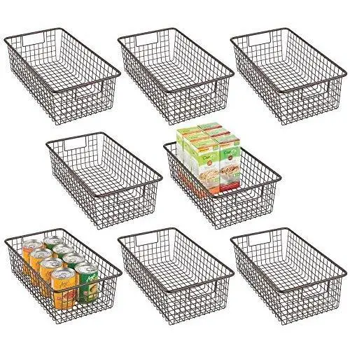 mDesign Modern Farmhouse Metal Wire Storage Organizer Bin Basket with Handles for Kitchen Cabinets, Pantry, Closets, Bedrooms, Bathrooms - 16.25" Long, 8 Pack - Bronze mDesign Modern Farmhouse Metal Wire Storage Organizer Bin Basket with Handles for Kitchen Cabinets, Pantry, Closets, Bedrooms, Bathrooms - 16.25" Long, 8 Pack - Bronze
