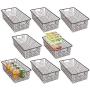 mDesign Modern Farmhouse Metal Wire Storage Organizer Bin Basket with Handles for Kitchen Cabinets, Pantry, Closets, Bedrooms, Bathrooms - 16.25" Long, 8 Pack - Bronze