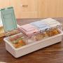 Seasoning Box, Maserfaliw 4 Grids Separable Transparent Kitchen Sugar Spice Salt Jar Seasoning Storage Box, Recyclable, Suitable For Holiday Gifts In The Outing and Indoors.