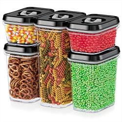 DW?LLZA KITCHEN Airtight Food Storage Containers - 5 Piece Set - Air Tight Lid - Kitchen & Pantry Containers - Clear Thick Plastic Canisters - BPA-Free - Keeps Food Fresh & Dry