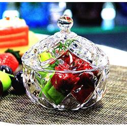 FUYU Embossed Crystal Lead Free Glass Sugar Storage Jar Candy Snack Jar with Lid