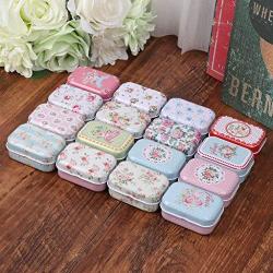 Milue Flower Tin Trinket Jewelry Coin Box Tinplate Storage Case Small Rectangular