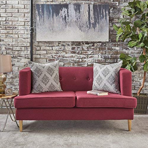 Christopher Knight Home Muraco Mid Century Modern Fabric Loveseat (Deep Red)