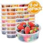 Glotoch 8oz Plastic Containers with Lids- Leakproof Slime,Deli, Food Storage,Soup,Meal Prep Containers.BPA Free,Stackable and Reusable. Freezer & Dishwasher &Microwave Safe(1Cup 48Pack)