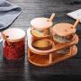 3pcs 280ML Kitchen Spice Jars Tank Square Glass Containers Seasoning Bottle Set Condiment Jar with Cover Lid Kitchen Gadget Condiment bottles