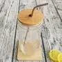 6 PCS Jar Lids with Straw Hole, Reusable Regular Mouth Bamboo Jar Lids Compatible with Mason Jar, with 4 PCS Stainless Steel Straw, Cleaning Brush and Bag for Drinking