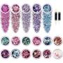 LIMGLIM 17pcs Mermaid Chunky Body Glitter Sequins Holographic Glitters Iridescent Flakes Hexagon Mixed Stars Shapes for Nails Art Crafts Eyes