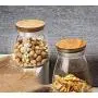 Kitchen Vases Glass Seasoning Jar Wooden Lid Spice Storage Box High Candy Jar,Small