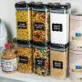 Shazo Airtight Food Storage Container (Set of 6) - BONUS Measuring Cups & Spoons Set - Labels & Marker - Durable Plastic - BPA Free - Clear Plastic w/Lids - Air Tight Snacks Pantry & Kitchen Container Shazo Airtight Food Storage Container (Set of 6) - BONUS Measuring Cups & Spoons Set - Labels & Marker - Durable Plastic - BPA Free - Clear Plastic w/Lids - Air Tight Snacks Pantry & Kitchen Container