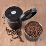 XXYYCZ Coffee Container,Stainless Steel Container,Airtight Coffee Canister,Coffee Storage Jar,Canister with Date Tracker,Coffee Canister Vacuum Sealed,CO2-Release Valve,Black,1.4L