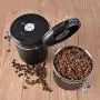 Edelstahl Kaffeebehälter, 1,4L, Luftdichter Behälter mit Datenerfassung, Kaffee-Dose, Vakuumverpackt, mit CO2-Freigabeloch, Schwarz
