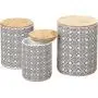 Bouteilles de cuisine Ikat Gastro Chic, Jeu de 3, Pour Biscuits, Denrées Secs, Sans BPA, Céramique Blanche Vernissée, Couvercles en Bois, Rustique Noir et Blanc, 15 cm (6 po) de diamètre Bouteilles de cuisine Ikat Gastro Chic, Jeu de 3, Pour Biscuits, Denrées Secs, Sans BPA, Céramique Blanche Vernissée, Couvercles en Bois, Rustique Noir et Blanc, 15 cm (6 po) de diamètre