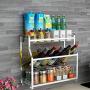 Kitchen Spice Racks, 3-Tier Standing Shelf Kitchen Countertop Storage Organizer - Jars Bottle Sauce Seasoning Rack Shelf Holder - Space Saving, Stainless Steel (Silver, 2 Lengths for Choice)