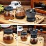 ZHCSS Manual Coffee Grinder with Storage Jar Soft Brush Conical Ceramic Burr Quiet with 2 Glass Sealed Pots Portable Coffee Mill Tool, Manual Grinding Machine
