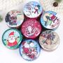 Christmas Round Tin Sealed Jar Jewelry Biscuits Coin Candy Storage Box Container Case Headphones Organizer