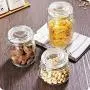 Ensemble de 4 Pots en Verre Transparent et Étanches HOMELUNY pour Cuisine, Récipients pour Céréales, Flacons pour Enzymes Alimentaires, Idéal pour Conserver les Bonbons, Biscuits, Riz, Sucre, Farine et Snacks – Maintient la Nourriture au Sec et Fraîche – 