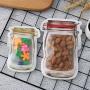 6Pcs/lot Portable Mason Jar Shape Food Zipper Sealed Storage Bag Kitchen Travel Food Snack Candy Storage Zipper Bag,Multi