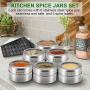 AOZBZ AOZBZ 6PCS Magnetic Spice Jar Stainless Steel Storage Spice Cans Container include spice label,Clear Top Lid with Sift or Pour, for Refrigerator Grills