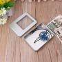 Milue Rectangular Tin Silver Storage Box Case Organizer with Half Clear Window Lid (04#)
