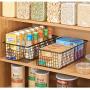 mDesign Modern Farmhouse Metal Wire Storage Organizer Bin Basket with Handles for Kitchen Cabinets, Pantry, Closets, Bedrooms, Bathrooms - 16.25" Long, 8 Pack - Bronze