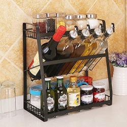 3 Tier Spice Rack Organizer - Kitchen Countertop Storage Organizer for Seasoning Can Jars Bottle (Black)