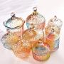 HOUSIYU Candy Cans Plated Colorful Glass Biscuit Jars Dried Fruit Snacks Snacks Storage Jars Decoration Wedding Candy Self-Service Cans Food Cans, Big yurt Amber,19x15x5.6cm