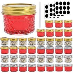 Betrome 4 oz Glass Jars with Regular Lids and Bands, Mason Jar,Mini Storage Jar Canning Jars for Tea,Honey,Homemade Jam,Jelly,Baby Food,Wedding Favor,Shower Favor and More(40 Pack)