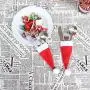 Holata 12Pcs Christmas Decorative Tableware Fork Set  Christmas Hat Storage Tool
