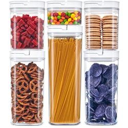 DuraHome FLiPLOCK Airtight Food Storage Containers 6 Piece Set - BPA Free Durable Clear Acrylic Container with Innovative Air Tight Handle Lid for Dry Goods Pantry Organization (Square)