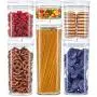 DuraHome FLiPLOCK Airtight Food Storage Containers 6 Piece Set - BPA Free Durable Clear Acrylic Container with Innovative Air Tight Handle Lid for Dry Goods Pantry Organization (Square)