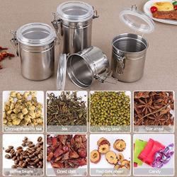 uxcell Stainless Steel Airtight Canister Food Container for Kitchen Counter Sugar Coffee Bean Tea Nuts Cookie Storage with Clear Lid Locking Clamp 20oz