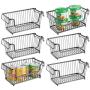 mDesign Modern Farmhouse Metal Wire Household Stackable Storage Organizer Bin Basket with Handles, for Kitchen Cabinets, Pantry, Closets, Bathrooms - 12.5