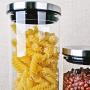 Triangle Stackable Glass Food Storage Containers with Stainless Steel Airtight Lid, Set of 5, Glass Storage Jar for Pasta, Tea, Coffee, Cookies, Snacks