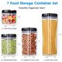 ME.FAN Airtight Food Storage Container Set [7-Piece Set] Durable Seal Pot- Cereal Storage Containers - 24 Chalkboard Label - Kitchen Cabinet Organization - BPA Free - Clear Plastic with Black Lid
