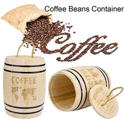 Freeby Wooden Coffee Bean Airtight Container, Mini Vacuum Sealed Coffee Bean Jar Storage Tank Barrel