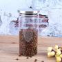 Glass Storage Jar,1000ml Coffee Bean Storage Tank Glass Sealed Can with Stainless Steel Cover for Kitchen Food Coffee Beans Container Lid Storage Can(1000ML)