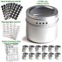 12 Magnetic Spice Tins & 2 Types of Spice Labels, Authentic by Talented Kitchen. 12 Storage Spice Containers, Window Top w/Sift-Pour. 113 Clear & 126 Chalkboard Stickers. Rack Magnetic On Refrigerator