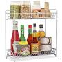 Spice Rack 2 Tier Standing Rack (Large Size), OOFO Kitchen Bathroom Countertop Storage Organizer Spice Jars Bottle Shelf Holder Rack