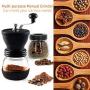 Manual Coffee Grinder with Ceramic Burrs,Portable Hand Adjustable Coffee Mill with Two Glass Jars,Silicone Dust-Proof Cover for Beans, Stainless Steel Crank, Cleaning Brush,Glass Storage Jars&Spoon