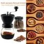 Manual Coffee Grinder with Ceramic Burrs,Portable Hand Adjustable Coffee Mill with Two Glass Jars,Silicone Dust-Proof Cover for Beans, Stainless Steel Crank, Cleaning Brush,Glass Storage Jars&Spoon