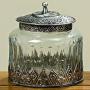 The Grand Tour Glass Storage Jar, Iconic Palmette Patterned Metal, Knob Top, Clad Bottom, Textured Glass, 4 ? Inches Diameter x 5 Inches Tall by Whole House Worlds