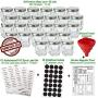 26-PACK Mini Hexagon Glass Jars with 2 Types of Labels: Chalk Round Labels & 113 Printed Spice Stickers by Talented Kitchen. 1.5oz Mini Glass Jar, Small Funnel for Bottles or Mini Honey Jars in Bulk