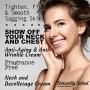 Neck and Décolletage Cream, 1.7 oz (50 ml), Tighten, Firm and Smooth Sagging Neck and Chest Skin, Wrinkles & Fine Lines. AHA cream 5% Glycolic Acid. 4% vitamin C, 70% Organic, Kosher Cert. Mat.
