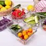 Dicht verschließbare Küchen-Lebensmittelbehälter Glas-Schublade mit Deckel, Mikrowellengeeignet, Lunchbox, Gemüseschale, Sicher verschließen, tragbar, Isolierbeutel.