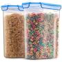 Airtight Cereal Containers Storage Set - 2-Pack [168 oz. 21 cup] With Silicone Sealed Locking Lids, Kitchen Pantry Containers For Baking, Flour, Sugar Rice Etc. Slim Space Saving for Neatly Organizing