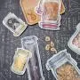 Wiederverwendbare Ziplock-Snackbeutel, 12 Stück, Niedlicher Fassbeutel mit Glaseffekt, Wiederverwendbare Sandwichesäcke, Geschirrspülergeeignet für Küche, Picknick, Camping, Organizer (Hoch x 2 + Lang x 3 + Mett x 3 + Breit x 4)