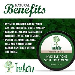 TreeActiv Invisible Acne Spot Treatment, Daytime Cystic Acne Treatment, Mess-Free Fast-Acting Formula, Works Under Makeup, Tea Tree, Peppermint Essential Oil, Lemon Essential Oil, Safe Acne Treatment For Sensitive Skin (0.25oz)