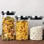 Triangle Stackable Glass Food Storage Containers with Stainless Steel Airtight Lid, Set of 5, Glass Storage Jar for Pasta, Tea, Coffee, Cookies, Snacks