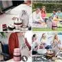 Insulated Stainless Steel Food Jar Lunch Box Thermos Food Storage Container with Lunch Bag and Portable Folding Spoon 350 ml (Grey)